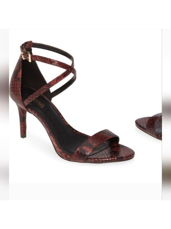 Michael Kors Shoes - Michael Kors Ava Sandals Womens 8.5 Burgundy Snake Skin